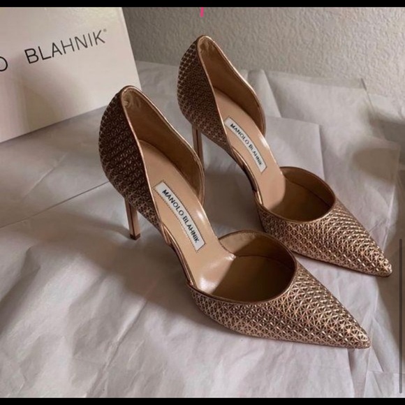 Manolo Blahnik Gold Textured Pump 8.5 US π - Picture 6 of 9